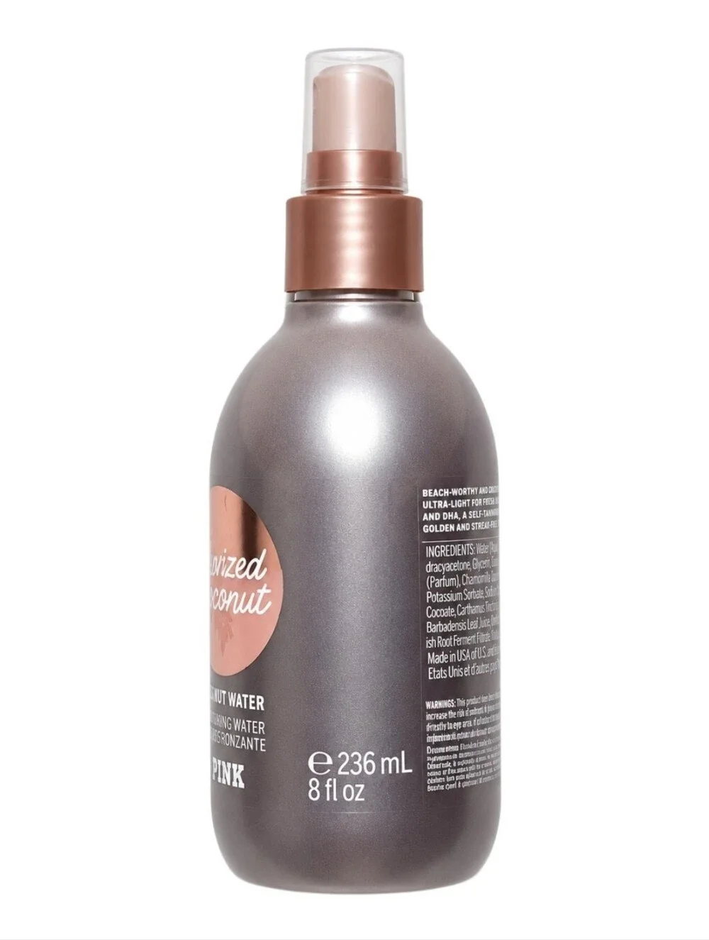 PINK Limited Edition Bronzed Coconut Water Self Tanning Water Spray 8 Oz NEW